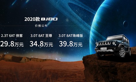 北京越野2020款BJ80上市 售价29.8万-39.8万元