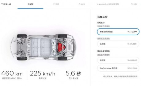 特斯拉Model 3推出标准续航升级版 售价37.7万元起