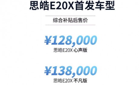 江淮大众思皓E20X上市 NEDC 续航402km 补贴后12.8万-13.8万元