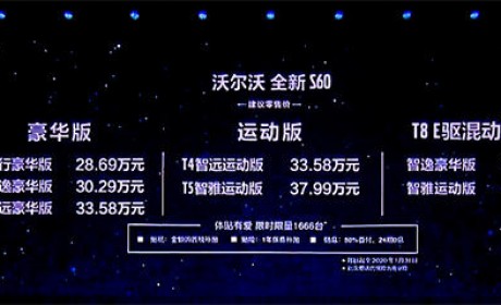 售28.69 万~46.19 万元 全新沃尔沃S60上市