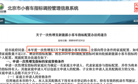 超18万个家庭申请！北京增发2万个新能源小客车指标申报结束