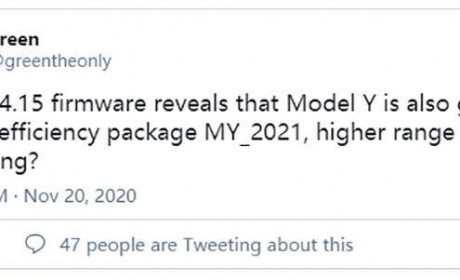 换装新电池？特斯拉Model Y固件代码隐藏属性曝光