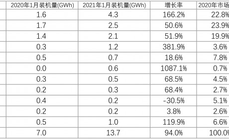 1月全球动力电池装机量翻倍，宁德时代位居榜首