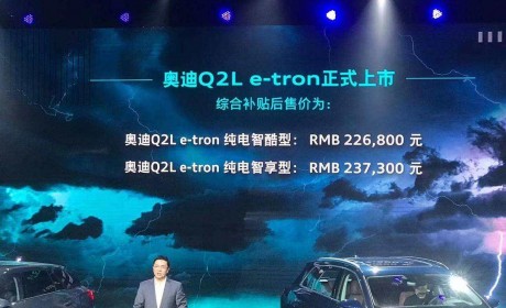 补贴后22.68万-23.73万元 NEDC 续航265km 奥迪Q2L e-tron上市
