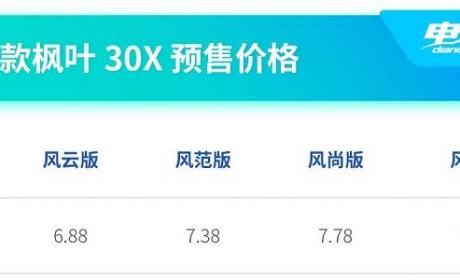 续航306公里 枫叶30X将于7月11日正式上市