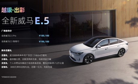 威马智能纯电家轿全新威马E.5上市 补贴后售价18.01万元起