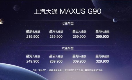 上汽大通MAXUS G90上市 售价21.99万-32.99万元