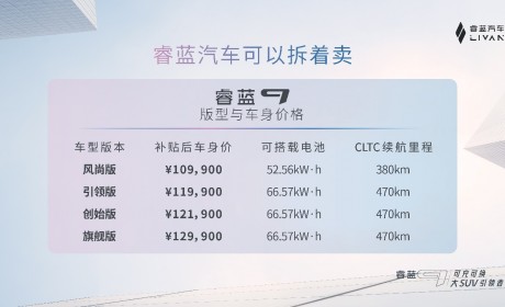 睿蓝9正式上市 补贴后车身售价10.99万-12.99万元