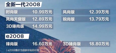 东风标致全新一代2008/e2008上市 售价10.99万-18.8万元