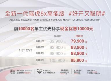 车型名称很有趣 奇瑞瑞虎5x高能版售8.99-10.59万元