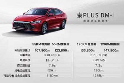 燃油车最强BOSS到来 比亚迪秦PLUS DM-i补贴后售价10.58万-14.58万元