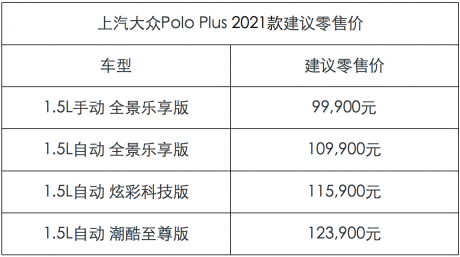 城市精品两厢升级 上汽大众2021款Polo Plus上市