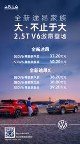 上汽大众全新途昂家族530V6上市 36.2万元起售