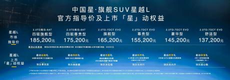 吉利全新SUV星越L上市 售价13.72万-18.52万元