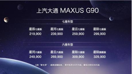 上汽大通MAXUS G90上市 售价21.99万-32.99万元