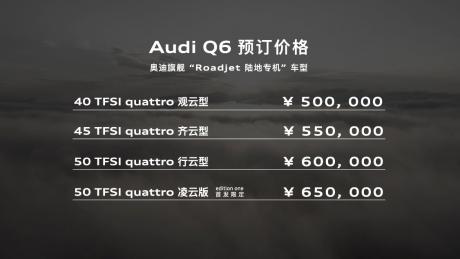 上汽奥迪Q6亮相并开启预订 价格区间50万-65万元