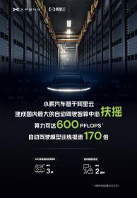 基于阿里云 小鹏汽车建成中国最大自动驾驶智算中心“扶摇”