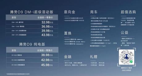 腾势品牌高端新能源MPV腾势D9上市 售价32.98万-66万元