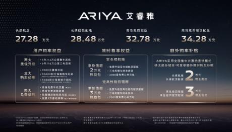 东风日产Ariya艾睿雅售价27.28万元起 网友却喊“上市即凉凉”？