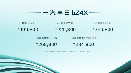 一汽丰田bZ4X售价19.98万元起 最快10月底交付 bZ3正式亮相