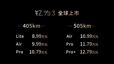 江淮纯电A级车钇为3正式上市 售价8.99万-10.79万元
