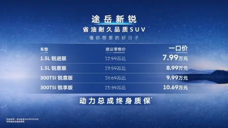 上汽大众全新紧凑级SUV途岳新锐上市 一口价7.99万元起