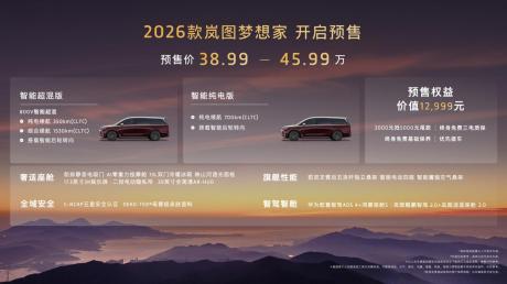 纯电续航超350公里 2026款岚图梦想家预售价38.99万元起