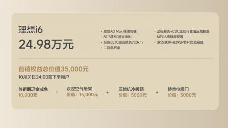 理想汽车新形态五座SUV理想i6正式发布 售价24.98万元
