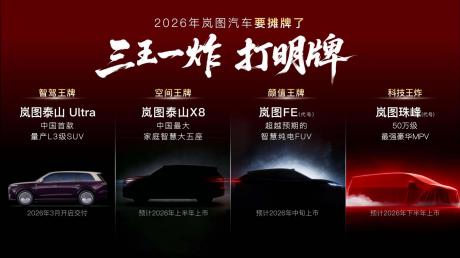 岚图汽车2026产品阵容揭晓 四款车型覆盖三大品类