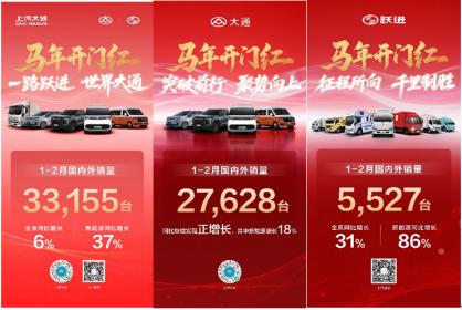 上汽大通1-2月热销超3.3万辆延续增长态势 新能源海外持续领跑