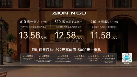 全系标配激光雷达+4D毫米波雷达 埃安N60预售11.58万元起