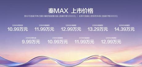 比亚迪秦MAX正式上市 官方指导价9.99万-14.39万元