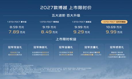 2027款吉利博越正式上市 限时价7.89万-9.99万元